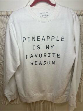 Pineapple Is My Favorite Season White Graphic Sweatshirt